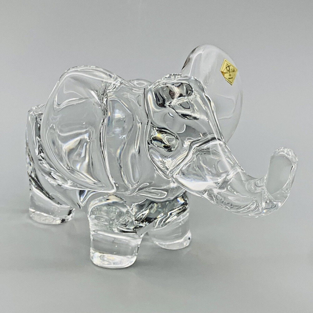 VTG Crystal Elephant Pipe Holder Candy Trinket Dish Stamped Art Vannes-Le-Chatel